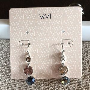 Silver Toned & Faceted Crystal Dangling Earrings by ViVi #41016